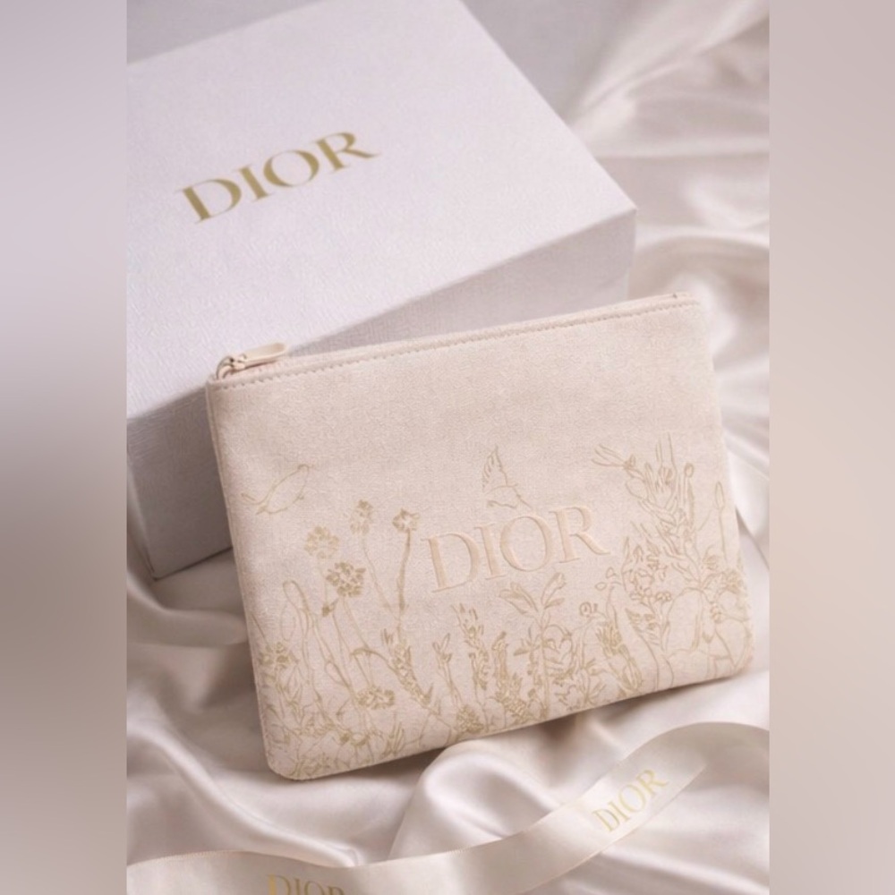 RARE Dior 2024 VIP Limited Edition Floral Canvas Clutch Pouch NIB Sold Out NEW
